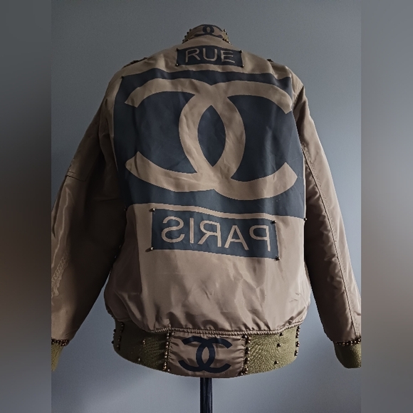 RUE PARIS green Bomber Jacket Size M, Streetwear - Picture 5 of 7